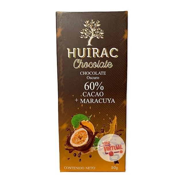 Chocolate con maracuya sin gluten al 60% | Huirac 50gr